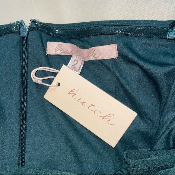 NEW! Hutch- Long-Sleeve Off-The-Shoulder Pleated Maxi Dress Size 2 Forest Green - Picture 15 of 16